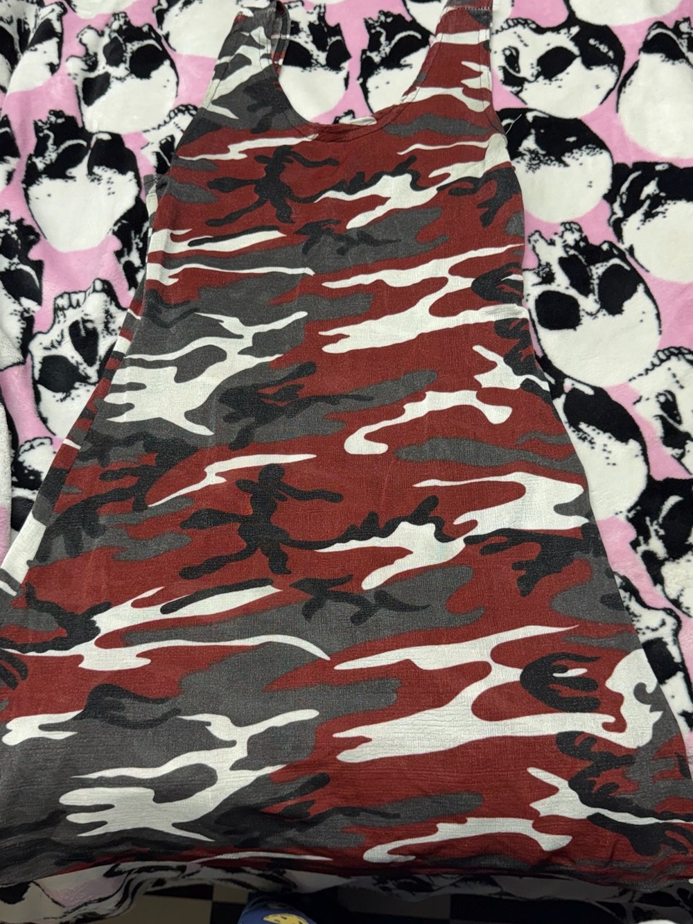 Source Unknown Red and Gray Camo A-Line Dress